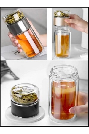 Sava Home Doppelwandige Glas-Kräuterteekanne, Filterkaffeekanne, Kräuterteepresse, doppelwandiges Glas - Genel Markalar