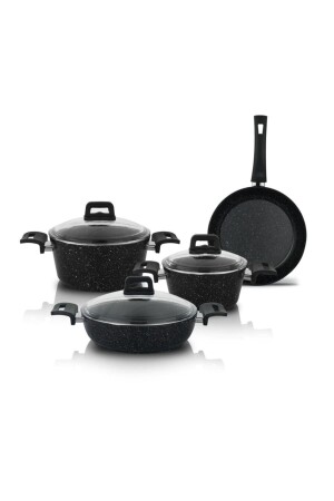 Savor Feuerfestes, antihaftbeschichtetes Kochgeschirr-Set, 7-teilig, Schwarz, 1S683-22005-SIY01 - 1