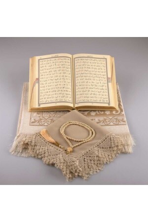 Schal Gebetsteppich Gebetsperlen Koran Geschenkset (HAFIZ BOY- GOLD) - 3
