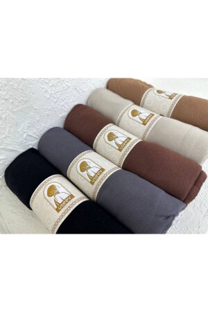 Schal-Set aus gekämmter Baumwolle, 5 Farben, Schwarz, geräuchert, Bitterbraun, Karamellbeige, 0005 - 1