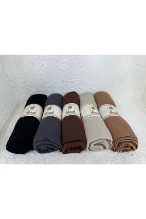 Schal-Set aus gekämmter Baumwolle, 5 Farben, Schwarz, geräuchert, Bitterbraun, Karamellbeige, 0005 - 3