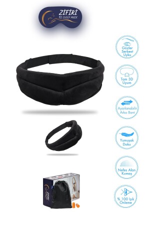Schlaf- und Augenmaske, Schlafbrille 3D, 3D-Schlafen und Reisen, 100 % lichtdicht, schwarze Augenklappe, glitzernde 3D-Schlafmaske - 1