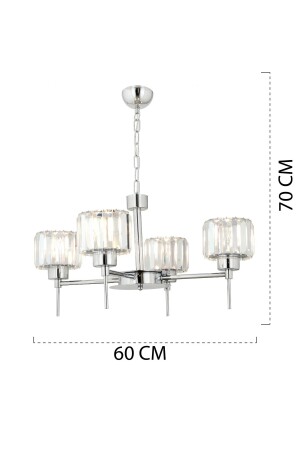 Schlichtes, 4-teiliges, verchromtes, 3-teiliges Wohnzimmer-Kronleuchter-Scope-Set aus Kristall und Stein in modernem Design, 7000-1146-10-04-03 - 7