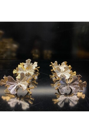 Schmetterlingsset mit 6 goldenen und silbernen Serviettenringen 8x4x5. 5 cm großer Silber-Gold-Geschirrring mit zwei Schmetterlingen SilverGold - 4