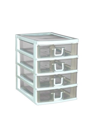 Schmuck-Armband-Dokumenten-Organizer mit 4 Fächern, Kunststoffschubladen – Al3186, Weiß, DGKM1478 - Microcase