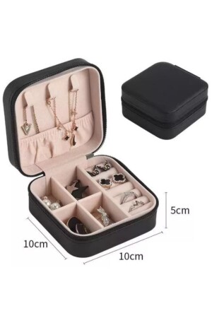 Schmuck-Organizer-Box, Reise-Schmuck-Zubehör-Etui, Organizer, Schwarz - Vip Case