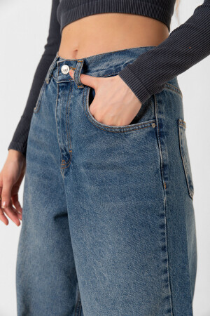 Schnalle im Detail, lockerer Schnitt, weites Bein, bequeme Baggy-Jeans, lockere Damenhose @milano - 7