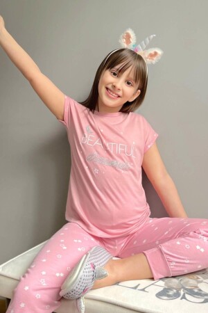 Schönes Dreamer bedrucktes kurzärmliges Mädchen-Pyjama-Set 2345 - 1