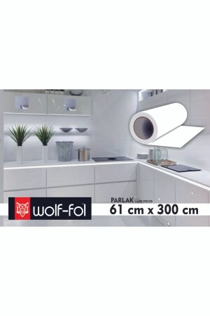 Schrankabdeckfolie, glänzend weiß, 61 cm x 3 m, Lackoptik, selbstklebend, Schrank32 - 2