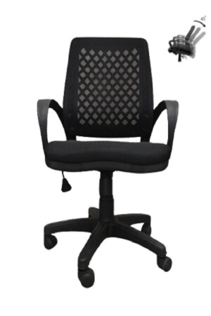 Schreibtisch-Büro-Studienstuhl, schwarz, Computer-Stuhl, Studienstuhl, schwarzes Mesh-Wabenmuster - 1