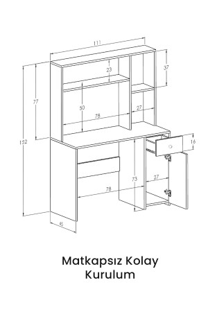 Schreibtisch in hellem Weiß-Marbella mit Bücherregal und Regalen - 5