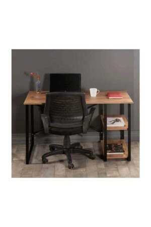 Schreibtisch, Walnussfarben, Computer- und Laptop-Schreibtisch, Schreibtisch - 3