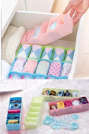 Schubladen-Organizer mit 5 Fächern, Socken-Organizer, Unterwäsche- und Make-up-Organizer, Kunststoff-Box-Organizer - 2