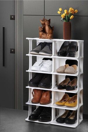 Schuh-Organizer, 5-stöckig, 2-teilig, weiß, Luxus-Organizer MİMLİFE-AYAKKABILIKBYZ - 2