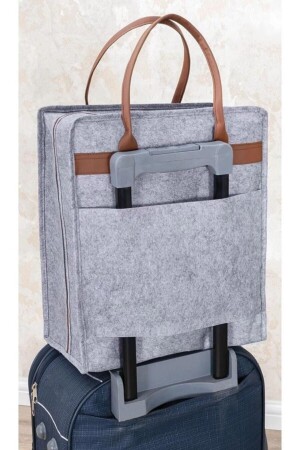 Schuh-Reisetasche mit Ledergriff, Grau, 35 x 22 x 40 – 104263 C1-1-152 1210386. 0001 - 1