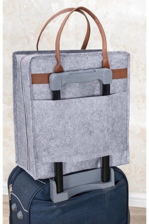 Schuh-Reisetasche mit Ledergriff, Grau 868757643542 - 4