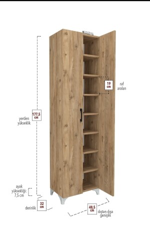 Schuhschrank mit 8 Regalen und 2 Türen, Kiefer - 5