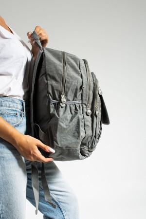 SCHULTASCHE GRAU MEGA GROSSER RUCKSACK MIT MEHRFÄCHERN (MIT AFFE) - 3