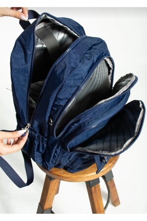 Schultasche, Mega-großer, marineblauer Rucksack mit mehreren Fächern - 3