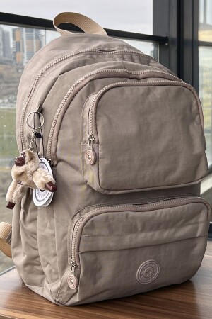 Schultasche, Unisex, Milchkaffee, mittelgroß, Klinker, wasserdichter Stoff, Reise-Laptoptasche - 1