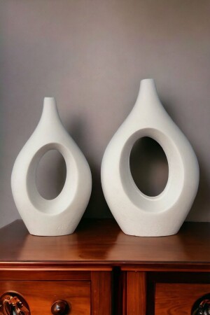 Schwanenfiguren-Set, 2 Stück, weiß, dekoratives Objekt, Geschenk (große Figur 22 cm – kleine Figur 19 cm) - Giftart