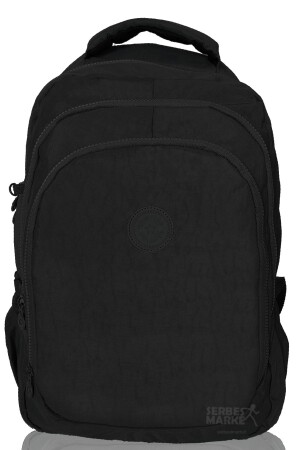 Schwarz 4-SER6850 Unisex Damen Herren Crinkle Stoff Wasserabweisend Mittelgroß Mittelschule Oberschule Schulrucksack Schwarz 4-SER6850 - 1