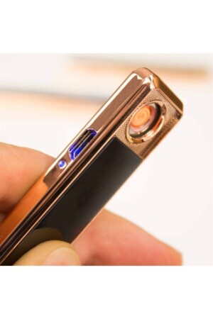 Schwarz-blau-goldenes flammenloses wiederaufladbares USB-Feuerzeug mit Schiebefunktion blackusb - 1