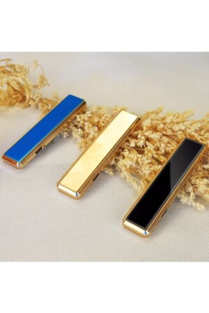 Schwarz-blau-goldenes flammenloses wiederaufladbares USB-Feuerzeug mit Schiebefunktion blackusb - 3