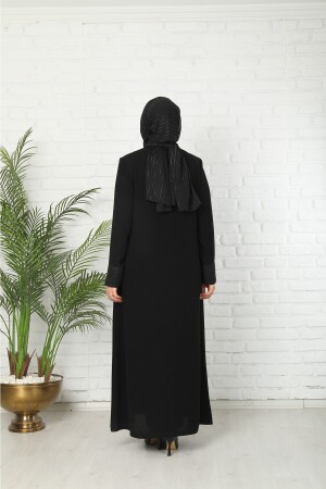 Schwarz gemusterte Abaya aus Medina-Seide - 7