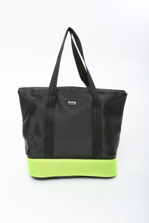 Schwarz-grüne Damen-Sport- und Reisetasche aus Polyestergewebe mit Reißverschluss, Schultergurt und Schuhfach MTBGWMSPOR - 2