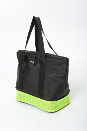Schwarz-grüne Damen-Sport- und Reisetasche aus Polyestergewebe mit Reißverschluss, Schultergurt und Schuhfach MTBGWMSPOR - 3