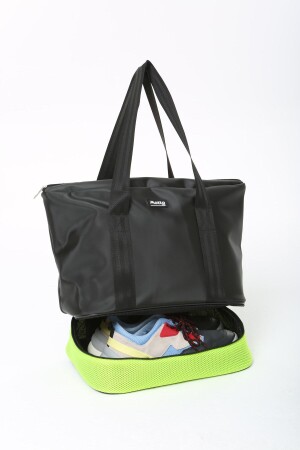 Schwarz-grüne Damen-Sport- und Reisetasche aus Polyestergewebe mit Reißverschluss, Schultergurt und Schuhfach MTBGWMSPOR - 4