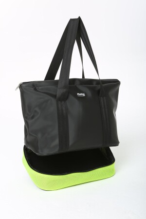 Schwarz-grüne Damen-Sport- und Reisetasche aus Polyestergewebe mit Reißverschluss, Schultergurt und Schuhfach MTBGWMSPOR - 5
