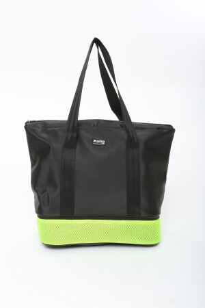 Schwarz-grüne Damen-Sport- und Reisetasche aus Polyestergewebe mit Reißverschluss, Schultergurt und Schuhfach MTBGWMSPOR - 1