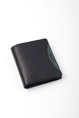 Schwarz-grüne Geldbörse aus echtem Leder 13660T - 5