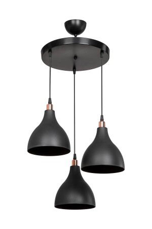 Schwarz hängende Pendelleuchte Kronleuchter Schlafzimmer Wohnzimmer Küche Flur Lampe 3-teiliger Kronleuchter1 - 2