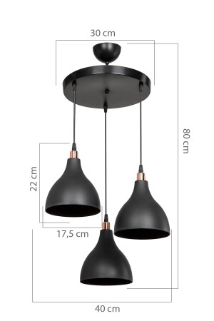 Schwarz hängende Pendelleuchte Kronleuchter Schlafzimmer Wohnzimmer Küche Flur Lampe 3-teiliger Kronleuchter1 - 4