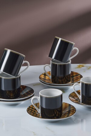 Schwarz kariertes Kaffeetassen-Set für 6 Personen, 80 ml, 153. 03. 06. 8751 - 5