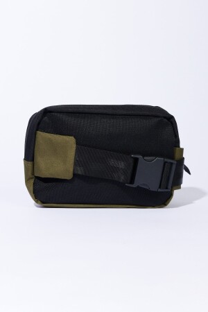 Schwarz-Khakifarbene Herren-Hüfttasche mit Reißverschluss und zwei Fächern 4A3623200015 - 2