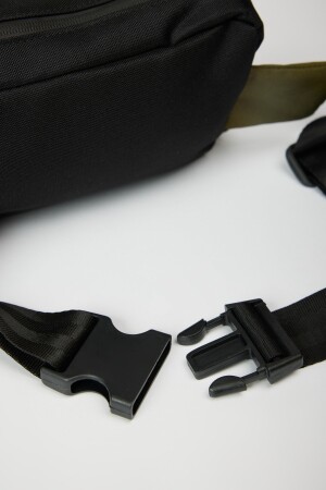 Schwarz-Khakifarbene Herren-Hüfttasche mit Reißverschluss und zwei Fächern 4A3623200015 - 7
