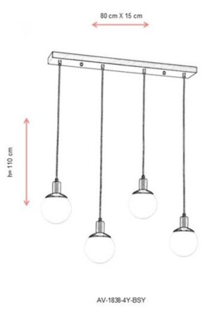 Schwarz lackierter moderner Kronleuchter Avonnı Av-1838-4y-bsy AV-1838-4Y-BSY - 8