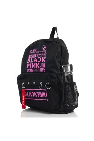 Schwarz-rosa bedruckter Rucksack - 1