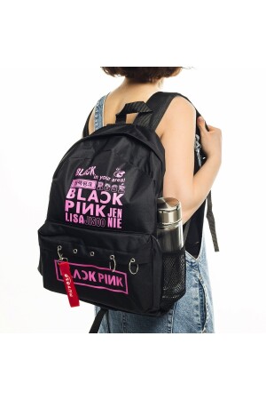 Schwarz-rosa bedruckter Rucksack - 4