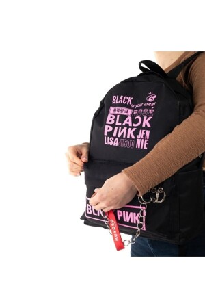 Schwarz-Rosa Rucksack mit Piercing-Kette Saedes - 5