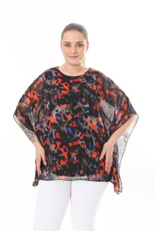 SCHWARZ-ROT-CHIFFON-TUNIKA FÜR DAMEN IN ÜBERGRÖSSE - 1