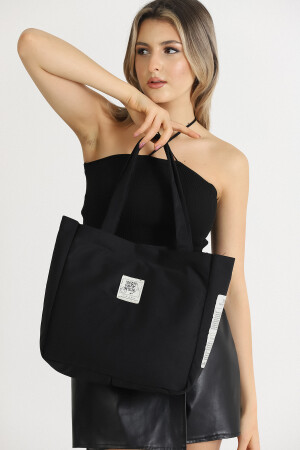 Schwarz Shk52 The Tote Bag Canvas Stoff Daily Damen Umhängetasche U:30 E:30 G:10 S225-00115 - 3