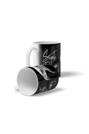 Schwarz und Weiß – Adler-Design, schwarz bedruckte Tasse BEŞİKTAŞ-0073 - 4