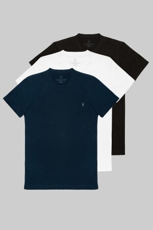 Schwarz-weiß-marineblaues 3-teiliges T-Shirt-Set - 1