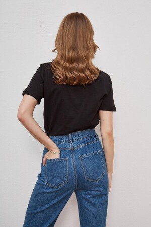 Schwarz-weißes 2er-Pack Oversize-T-Shirts aus Baumwolle mit Rundhalsausschnitt für Damen Lkr10242 - 4