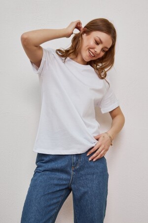 Schwarz-weißes 2er-Pack Oversize-T-Shirts aus Baumwolle mit Rundhalsausschnitt für Damen Lkr10242 - 6